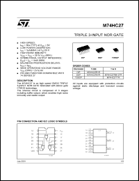 M74HC27B1R datasheet: TRIPLE 3-INPUT NOR GATE M74HC27B1R