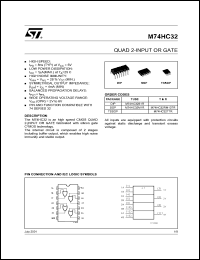 M74HC32RM13TR datasheet: QUAD 2-INPUT OR GATE M74HC32RM13TR