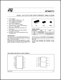 M74HC73B1R datasheet: DUAL J-K FLIP FLOP WITH PRESET AND CLEAR M74HC73B1R