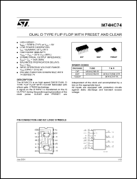 M74HC74TTR datasheet: DUAL D TYPE FLIP FLOP WITH PRESET AND CLEAR M74HC74TTR