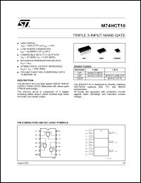 M74HCT10B1R datasheet: TRIPLE 3-INPUT NAND GATE M74HCT10B1R