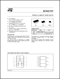 M74HCT27M1R datasheet: TRIPLE 3-INPUT NOR GATE M74HCT27M1R