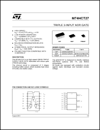 M74HCT27RM13TR datasheet: TRIPLE 3-INPUT NOR GATE M74HCT27RM13TR
