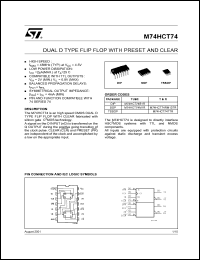 M74HCT74B1R datasheet: DUAL D TYPE FLIP FLOP WITH PRESET AND CLEAR M74HCT74B1R