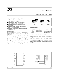 M74HCT75M1R datasheet: 4 BIT D TYPE LATCH M74HCT75M1R