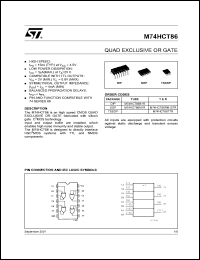 M74HCT86RM13TR datasheet: QUAD EXCLUSIVE OR GATE M74HCT86RM13TR