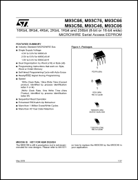 M93C46-R datasheet: 16KBIT, 8KBIT, 4KBIT, 2KBIT, 1KBIT AND 256BIT (X8/X16) SERIAL MICROWIRE BUS EEPROM M93C46-R