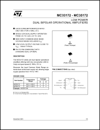 MC35172D datasheet: LOW POWER DUAL BIPOLAR OP-AMPS MC35172D