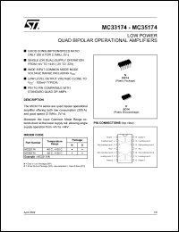 MC35174N datasheet: LOW POWER QUAD BIPOLAR OP-AMPS MC35174N