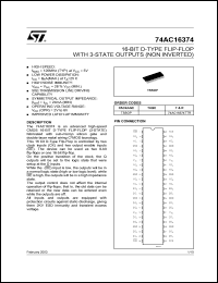 74AC16374TTR datasheet: 16-BIT D-TYPE FLIP-FLOP WITH 3-STATE OUTPUTS (NON INVERTED) 74AC16374TTR