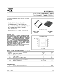 PD55003L datasheet: RF POWER TRANSISTORS THE LDMOST PLASTIC FAMILY PD55003L