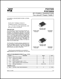PD57006 datasheet: RF POWER TRANSISTORS THE LDMOST PLASTIC FAMILY PD57006