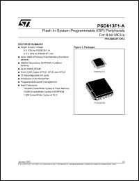 PSD813F1V datasheet: FLASH IN-SYSTEM-PROGRAMMABLE MICROCONTROLLER PERIPHERALS PSD813F1V