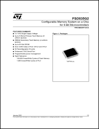 PSD835G2 datasheet: CONFIGURABLE MEMORY SYSTEM ON A CHIP FOR 8-BIT MICROCONTROLLERS PSD835G2