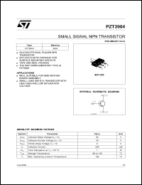 PZT3904 datasheet: SMALL SIGNAL NPN TRANSISTOR PZT3904