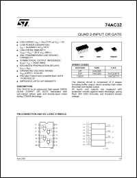 74AC32MTR datasheet: QUAD 2-INPUT OR GATE 74AC32MTR