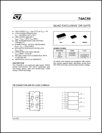 74AC86B datasheet: QUAD EXCLUSIVE OR GATE 74AC86B