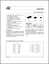 74ACT04B datasheet: HEX SCHMITT INVERTER 74ACT04B