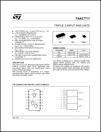 74ACT11TTR datasheet: TRIPLE 3 INPUT AND GATE 74ACT11TTR