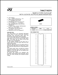 74ACT16374TTR datasheet: 16-BIT D-TYPE FLIP-FLOP WITH 3-STATE OUTPUTS (NON INVERTED) 74ACT16374TTR