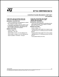 ST19RFRDCS010 datasheet: CONTACTLESS READER CHIP SET ST19RFRDCS010