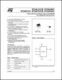 ST24XY21 datasheet: 1KB (X8) DUAL MODE SERIAL EEPROM FOR VESA PLUG & PLAY ST24XY21