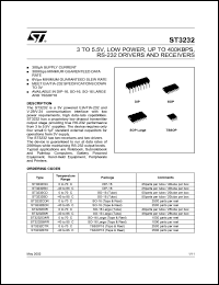 ST3232BD datasheet: 3 TO 5.5V, LOW POWER, UP TO 400KBPS RS-232 DRIVERS AND RECEIVERS ST3232BD