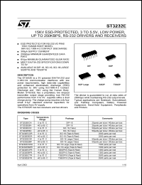 ST3232EBD datasheet: 15KV ESD PROTECTED, 3 TO 5.5 V LOW POWER UP TO 250KBPS, RS232 DRIVERS AND RECEIVERS ST3232EBD