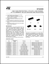 ST3232ECWR datasheet: 15KV ESD PROTECTED, 3 TO 5.5 V LOW POWER UP TO 250KBPS, RS232 DRIVERS AND RECEIVERS ST3232ECWR