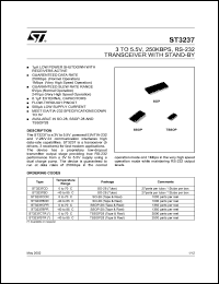 ST3237CD datasheet: 3 TO 5.5V, 250KBPS, RS-232 TRANSCEIVER WITH STAND-BY ST3237CD