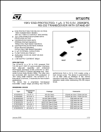 ST3237EBDR datasheet: 15KV ESP PROTECTED 3 TO 5.5V 250KBPS RS-232 TRANSCEIVER WITH STAND-BY ST3237EBDR