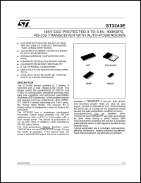 ST3243EBPR datasheet: 15KV ESD PROTECTED, 3 TO 5.5V 400KBPS, RS-232 TRANSCEIVER WITH AUTO-POWERDOWN ST3243EBPR