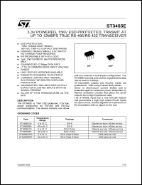 ST3485EBDR datasheet: 3.3V POWERED, 15KV ESD PROTECTED, TRANSMIT ANT UP TO 12MBPS TRUE RS-485/RS-422 TRANSCEIVER ST3485EBDR