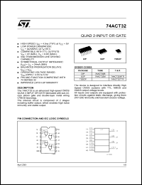 74ACT32M datasheet: QUAD 2-INPUT OR GATE 74ACT32M