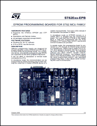 ST62E8X-EPB datasheet: EPROM PROGRAMMING BOARDS DATASHEET FOR ST62 FAMILY ST62E8X-EPB