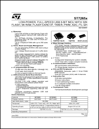 ST72651R4 datasheet: ST7 - LOW-POWER, FULL-SPEED USB 8-BIT MCU WITH 32K FLASH, 5K RAM, FLASH CARD I/F, TIMER, PWM, ADC, I2C ST72651R4