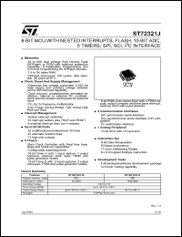 ST72F321J9T3 datasheet: 8-BIT MCU WITH NESTED INTERRUPTS, FLASH, 10-BIT ADC, FIVE TIMERS, SPI, SCI, I2C INTERFACE ST72F321J9T3