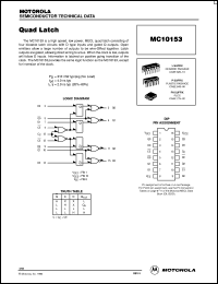 MC10153P datasheet: Quad Latch MC10153P