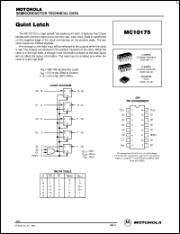 MC10175FN datasheet: Quint Latch MC10175FN