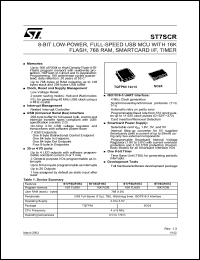 ST7FSCR1R4 datasheet: 8-BIT LOW-POWER, FULL-SPEED USB MCU WITH 16K FLASH, 768 RAM, SMARTCARD I/F, TIMER (DATA BRIEFING) ST7FSCR1R4