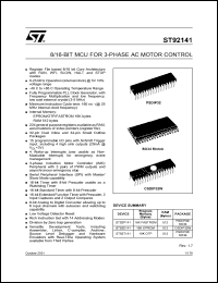 ST92P141 datasheet: 8/16 BIT MCU FOR 3-PHASE AC MOTOR CONTROL ST92P141