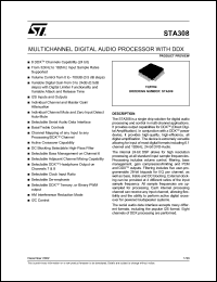 STA308 datasheet: MULTICHANNEL DIGITAL AUDIO PROCESSOR WITH DDX STA308