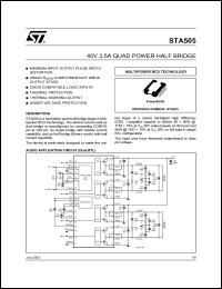 STA505 datasheet: 40V - 3.5A QUAD POWER HALF BRIDGE STA505