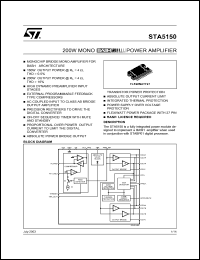 STA5150 datasheet: 200W MONO BASH POWER AMPLIFIER STA5150