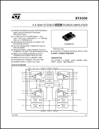 STA530 datasheet: 4X30W STEREO BASH POWER AMPLIFIER STA530
