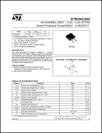 STB3NC90Z datasheet: N-CHANNEL 900V 3.2 OHM 3.5A D2PAK ZENER-PROTECTED POWERMESH III MOSFET STB3NC90Z