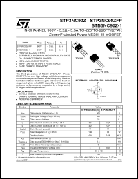 STB3NC90Z-1 datasheet: N-CHANNEL 900V 3.2 OHM 3.5A TO-220/TO-220FP/I2PAK ZENER-PROTECTED POWERMESH III MOSFET STB3NC90Z-1