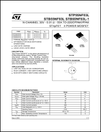 STB55NF03L-1 datasheet: N-CHANNEL 30V - 0.01 OHM - 55A TO220/D2PAK/I2PAK STRIPFET II POWER MOSFET STB55NF03L-1