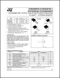 STB55NF06-1 datasheet: N-CHANNEL 60V - 0.017 OHM - 50A TO-220/TO-220FP/I2PAK STRIPFET II POWER MOSFET STB55NF06-1