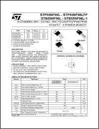STB55NF06L-1 datasheet: N-CHANNEL 60V - 0.014 OHM - 55A T0-220/TO-22OFP/D2PAK/I2PAK STRIPFET II POWER MOSFET STB55NF06L-1
